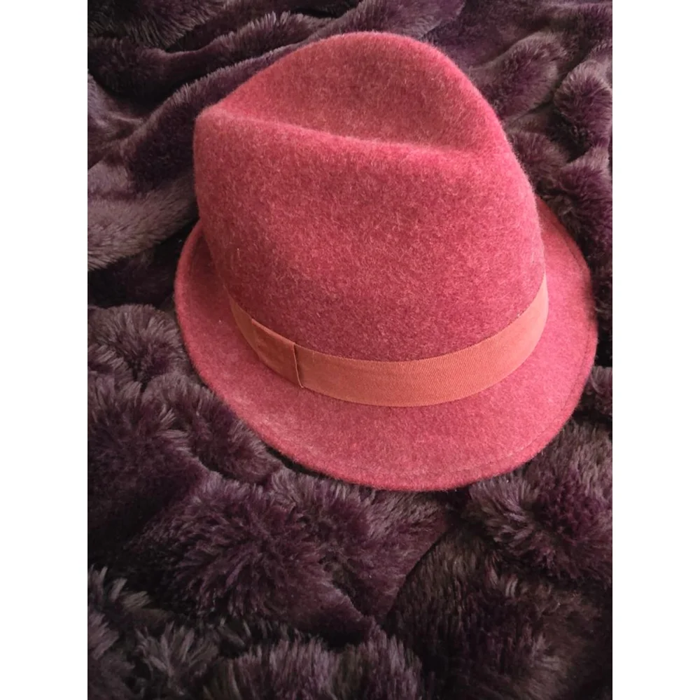 Burgundy Boho Halogen Nordstrom Wool Fedora Hat OS